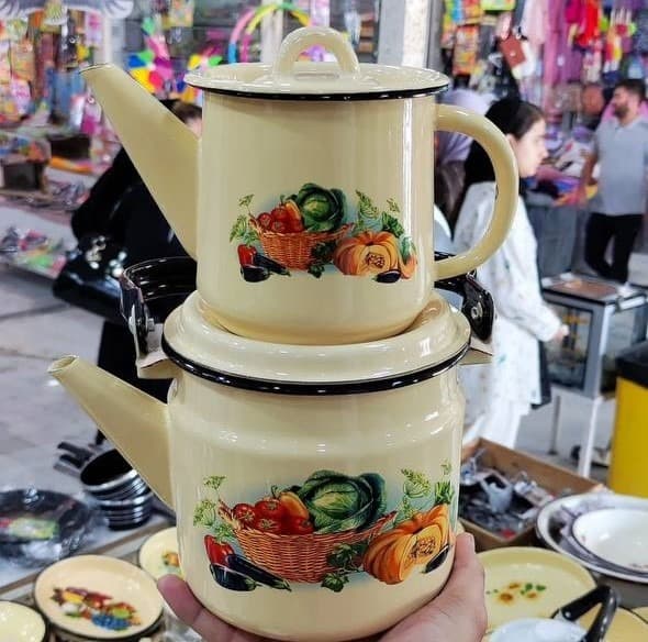 کتری قوری لعابی طرح کدو — تصویر ۲