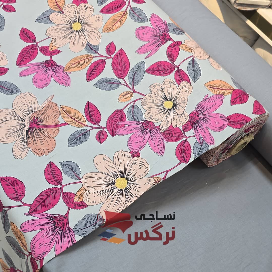 ملحفه نخ پنبه طرح گل عرض 2.4 کد 665