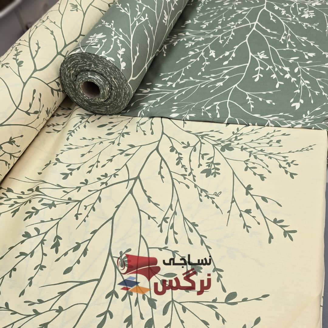 ملحفه نخ پنبه عرض 2.4 رنگ کرم طرحدار کد 656 — تصویر ۲