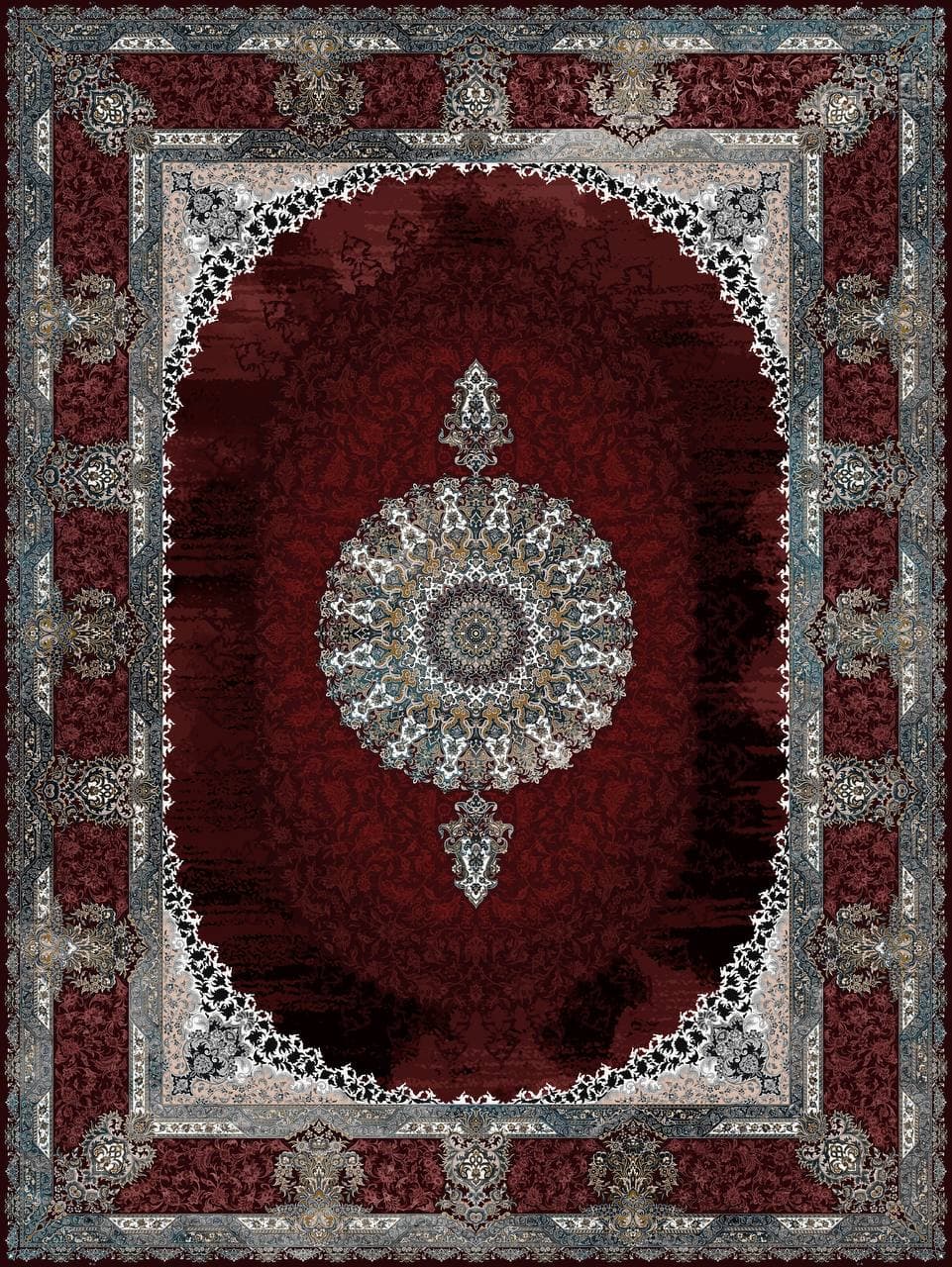 زیر سفره ای مخمل پورشه طرح کلاسیک ترنج دو لایه فرمهر کد tbt-f13922
