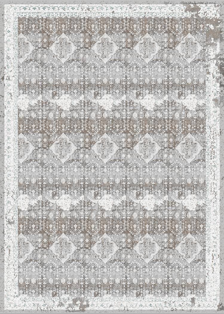 زیر سفره ای مخمل پورشه طرح سنتی خاکستری سفید فرمهر کد tbt-f13913
