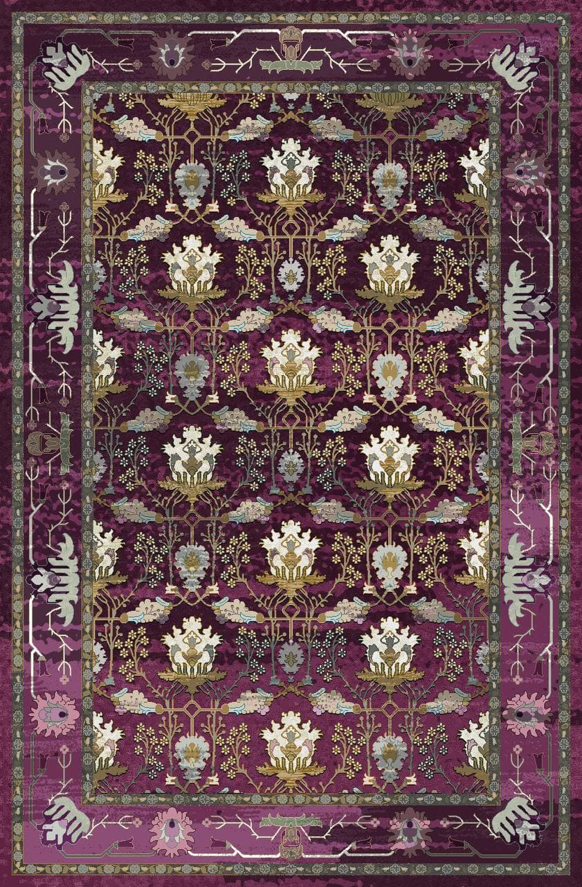 زیر سفره ای مخمل پورشه طرح سنتی برند فرمهر کد tbt-f13889