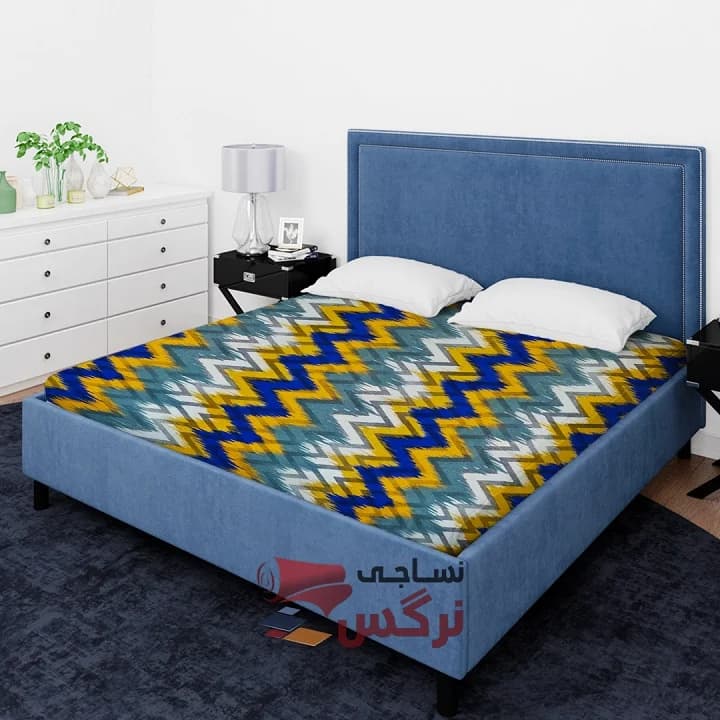 ملحفه نخ پلی استر طرح اسپرت زیگ زاگ عرض 2 کد 158 — تصویر ۲