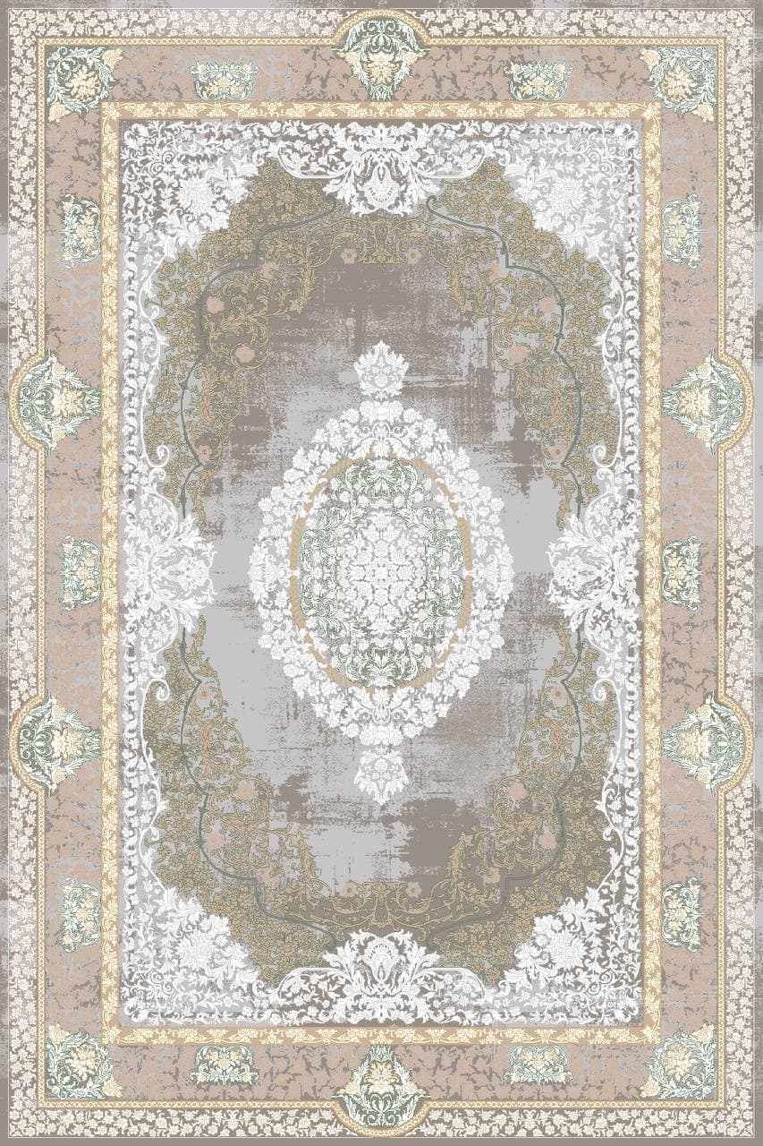 زیر سفره ای مخمل پورشه طرح کلاسیک بژ و سفید فرمهر کد tbt-f13823