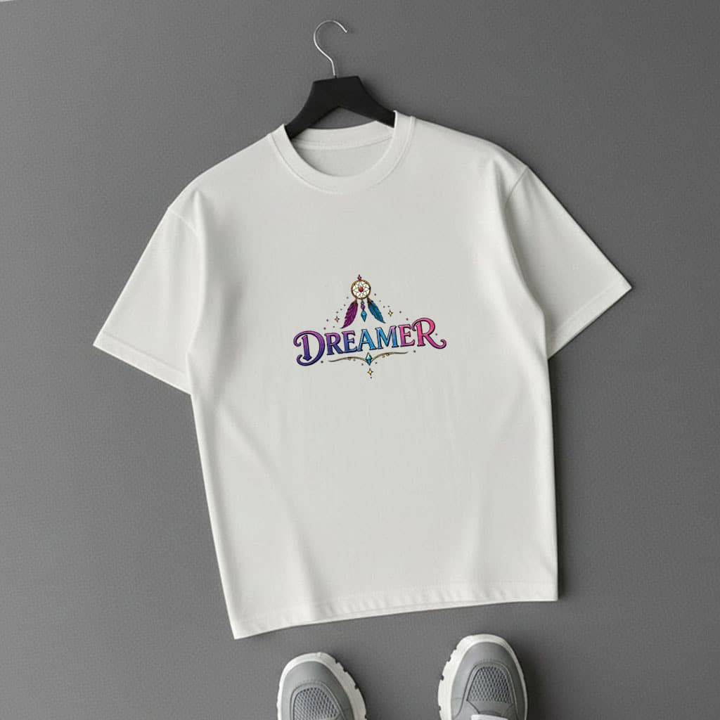 تیشرت طرح Dreamer باکسی|جنس دونخ پنبه|رنگ سفید