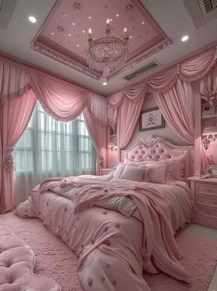 پرده هتلی مخمل صورتی