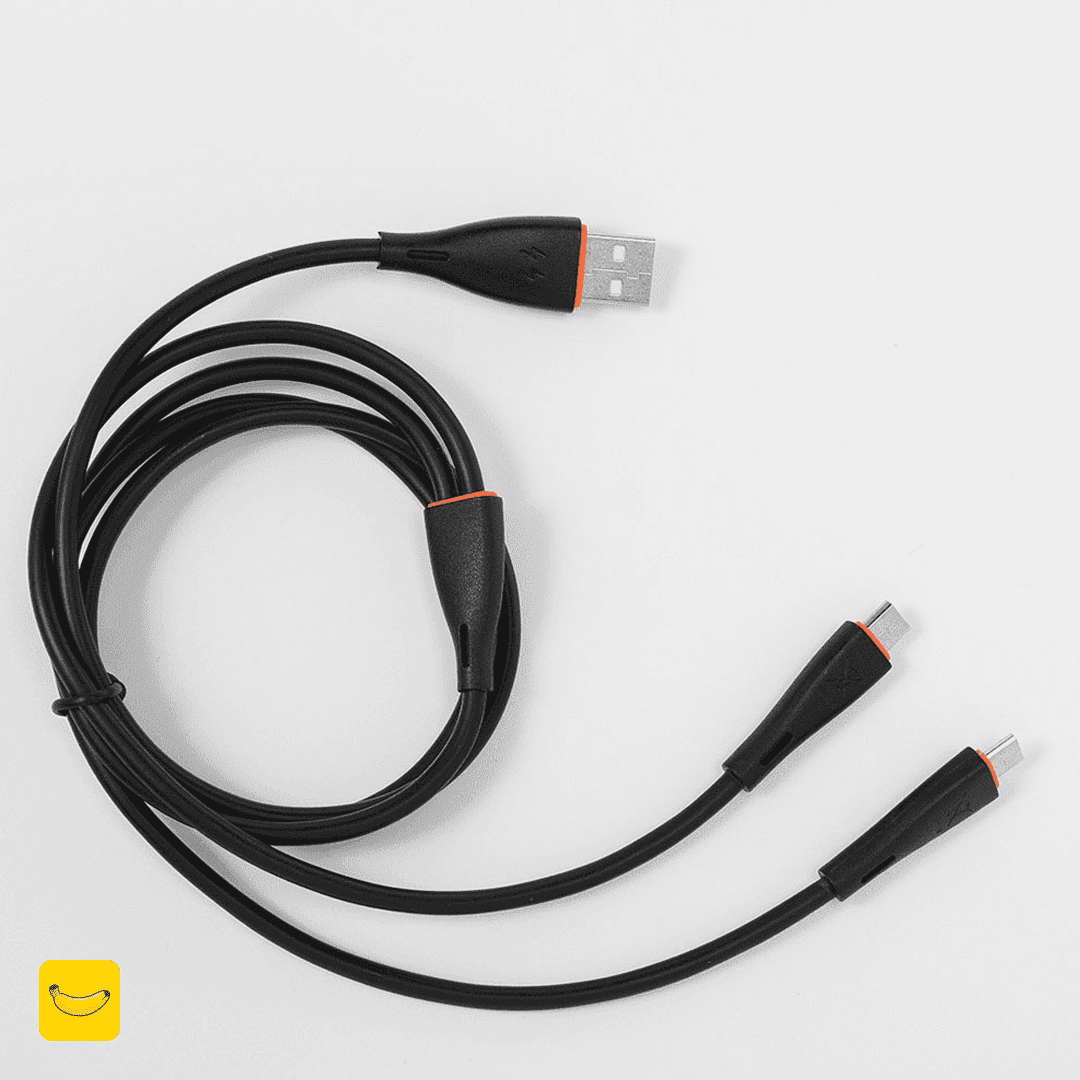 کابل شارژر دوکاره usb به میکرو و میکرو برند itel مدل X11 — تصویر ۲