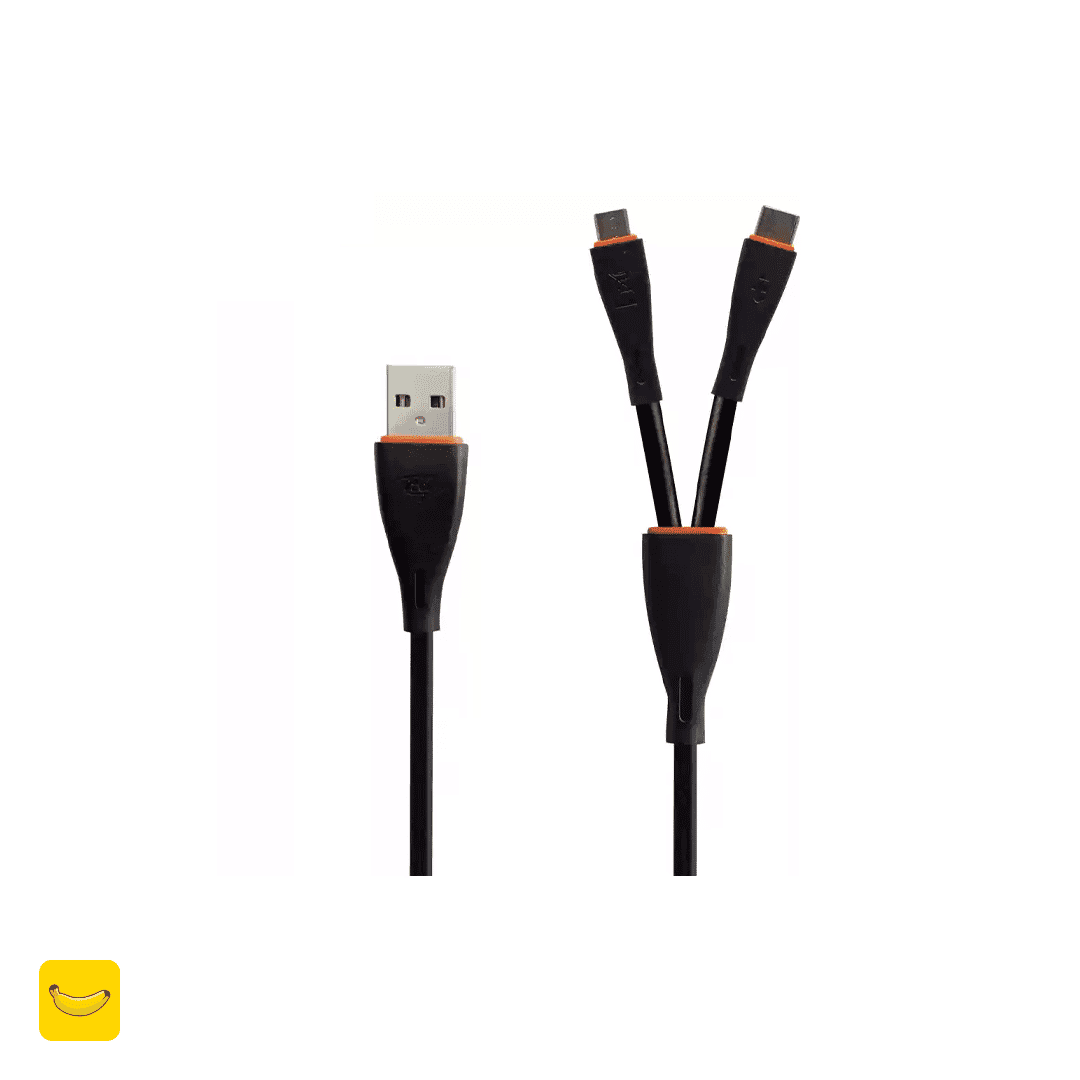کابل شارژر دوکاره usb به تایپسی و میکرو برند itel مدل X21