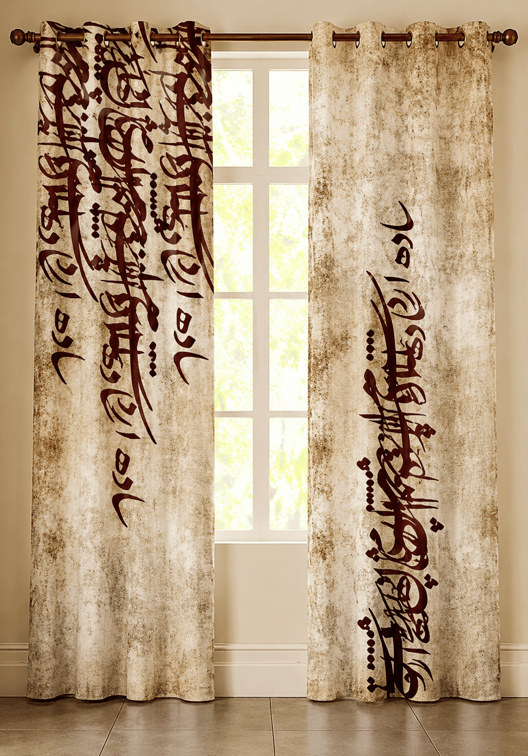 پرده پانچی چاپی مدل خطاطی نوشته نستعلیق