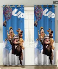 پرده پانچی چاپی اتاق کودک پسرانه انیمیشن UP با حریر ساده