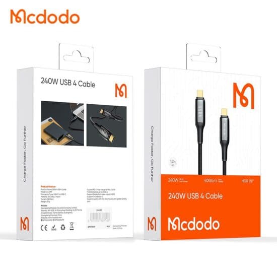 کابل شارژ و انتقال تصویر 240 واتی دو سر تایپ سی مک دودو مدل MCDODO CA-2990 طول 1.2متر — تصویر ۵