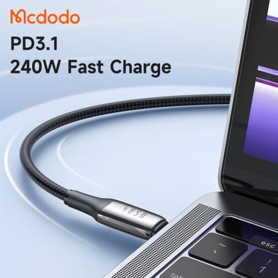 کابل شارژ و انتقال تصویر 240 واتی دو سر تایپ سی مک دودو مدل MCDODO CA-2990 طول 1.2متر — تصویر ۳