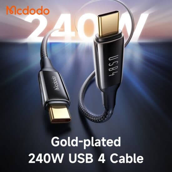 کابل شارژ و انتقال تصویر 240 واتی دو سر تایپ سی مک دودو مدل MCDODO CA-2990 طول 1.2متر — تصویر ۴