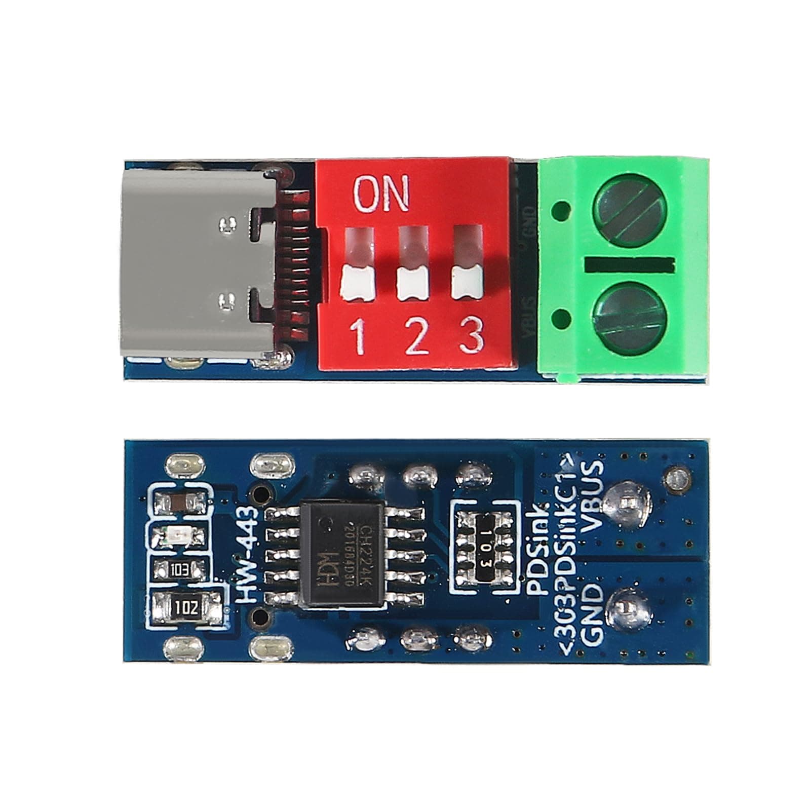 ماژول تست پروتکل فست شارژ PD مدل CH224 PDSink PD خروجی قابل تنظیم 5 تا 20 ولت — تصویر ۲