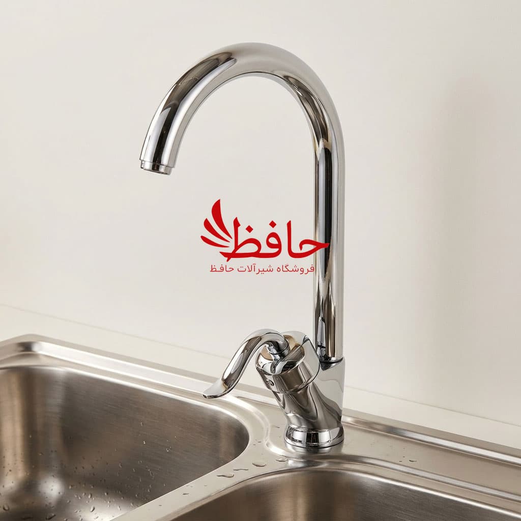 شیر ظرفشویی کروم مدل قاجاری با علم عصایی — تصویر ۲