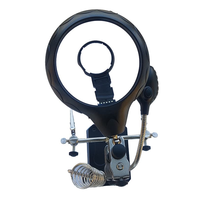 گیره مونتاژ به همراه دو ذره بین و چراغ LED مدل TE-800 — تصویر ۴