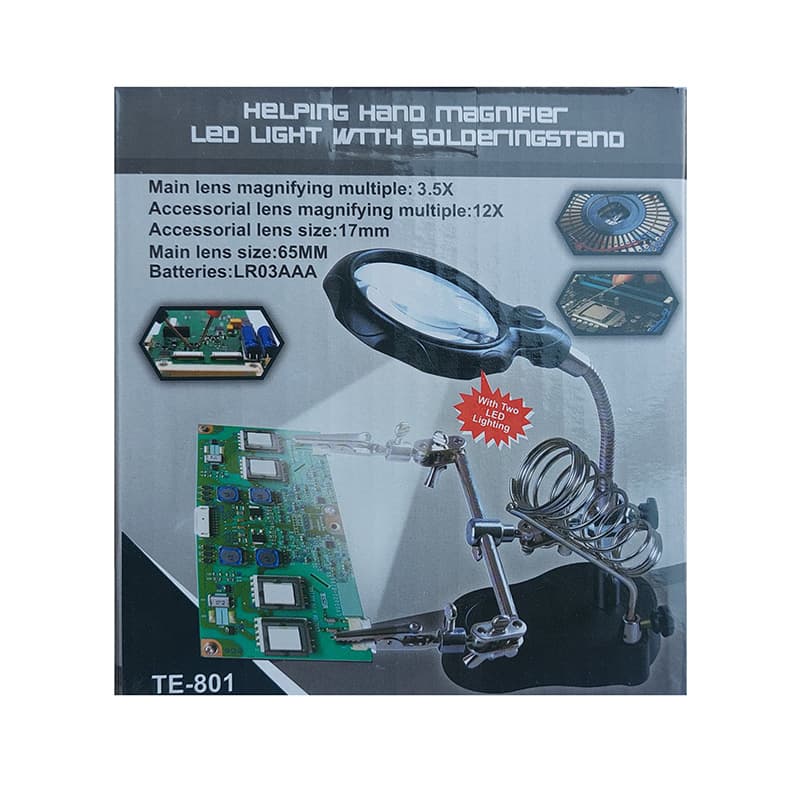گیره مونتاژ به همراه ذره بین و چراغ LED مدل TE-801 — تصویر ۶