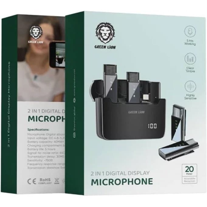 میکروفون تولید محتوا گرین لاین مدل (Green Lion 2in1 Digital Display Microphone) — تصویر ۲
