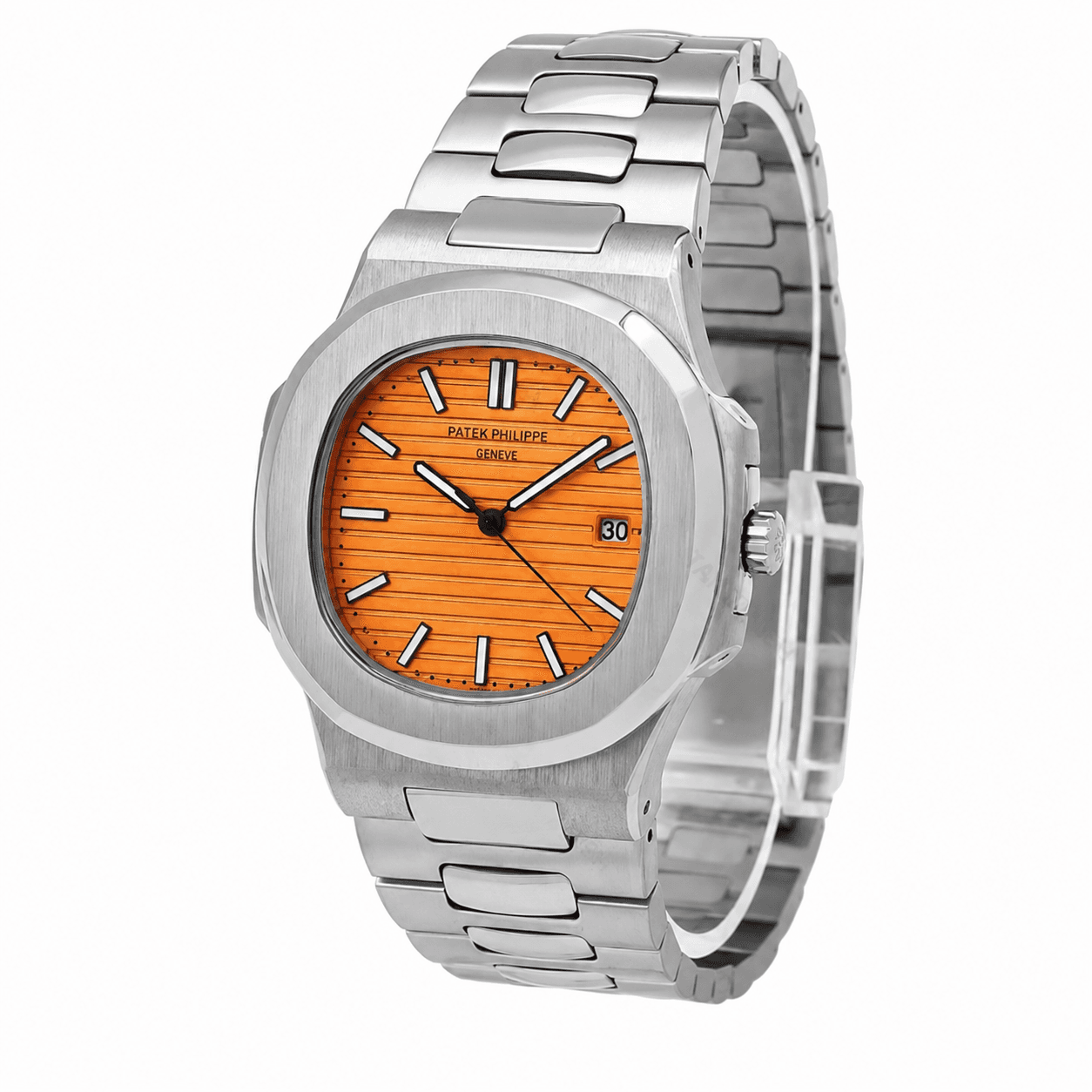 ساعت مردانه پتک فیلیپ ناتیلوس | مدل Patek 6535-G | استیل صفحه نارنجی لوکس