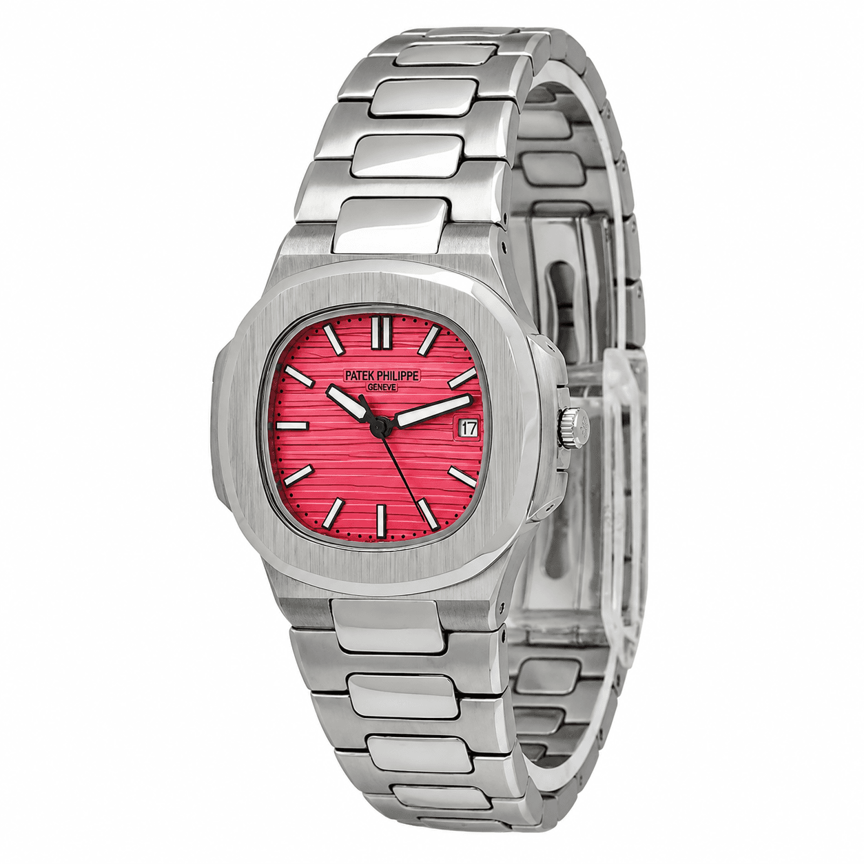 ساعت زنانه پتک فیلیپ ناتیلوس Patek 7248-L | سیلور صفحه قرمز لوکس