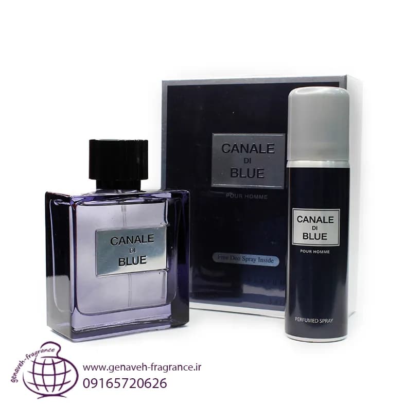ادکلن مردانه فراگرنس ورد Canale Di Blue شنل بلو + اسپری حجم 100 میل