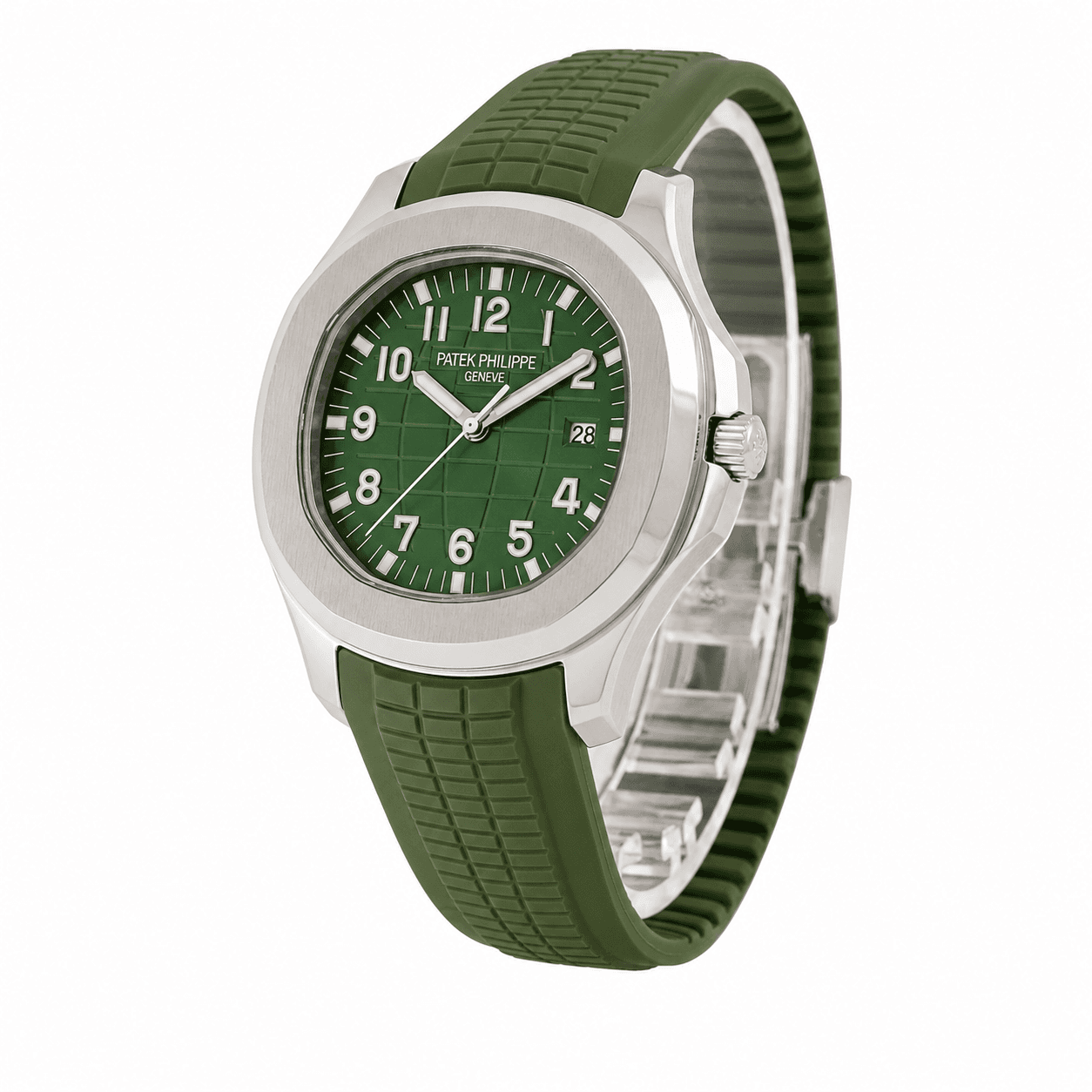 ساعت مردانه پتک فیلیپ Aquanaut سیلور صفحه سبز | مدل Patek-5326-G