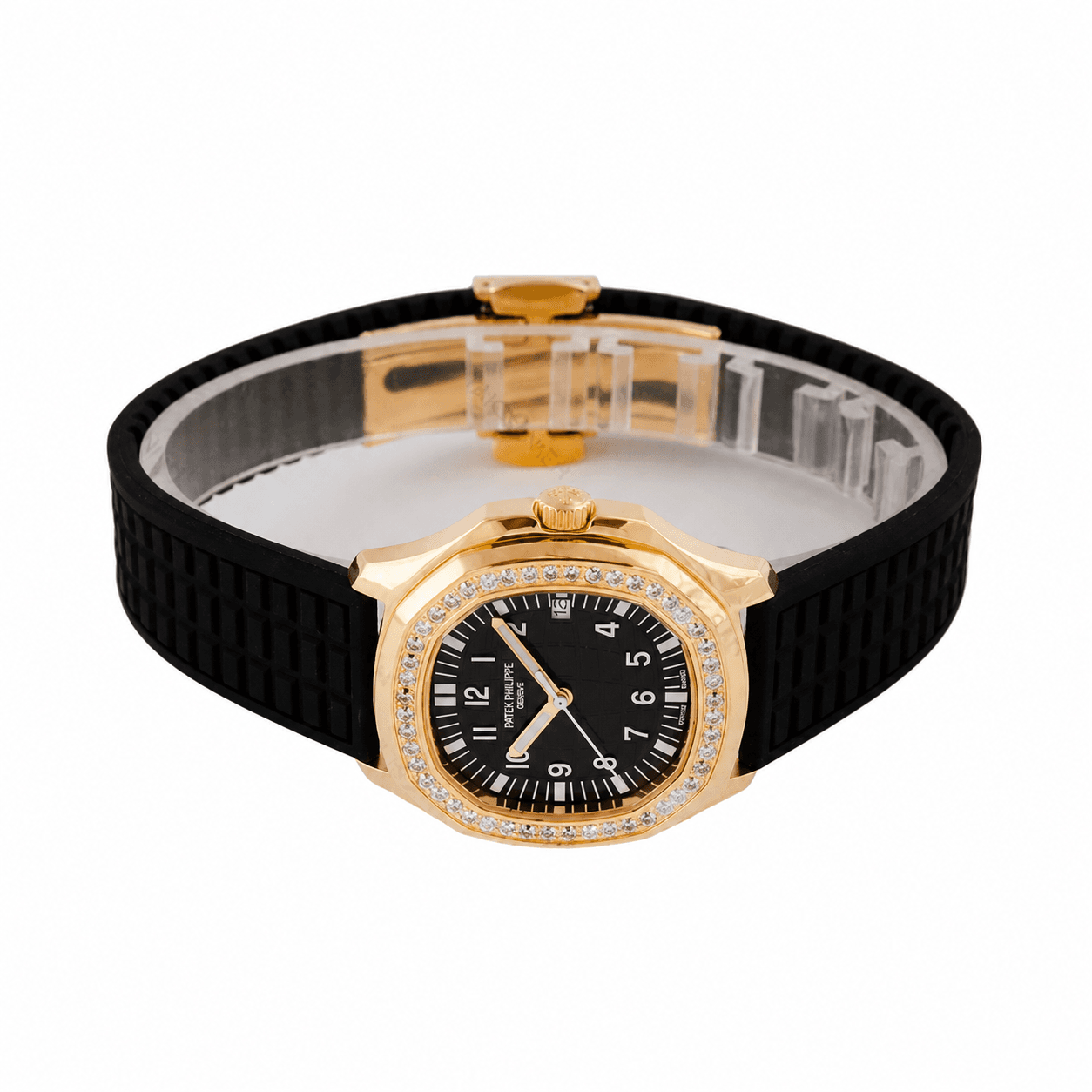 ساعت زنانه پتک فیلیپ آکوانا طلایی مشکی دورنگین | مدل Patek-5770-L