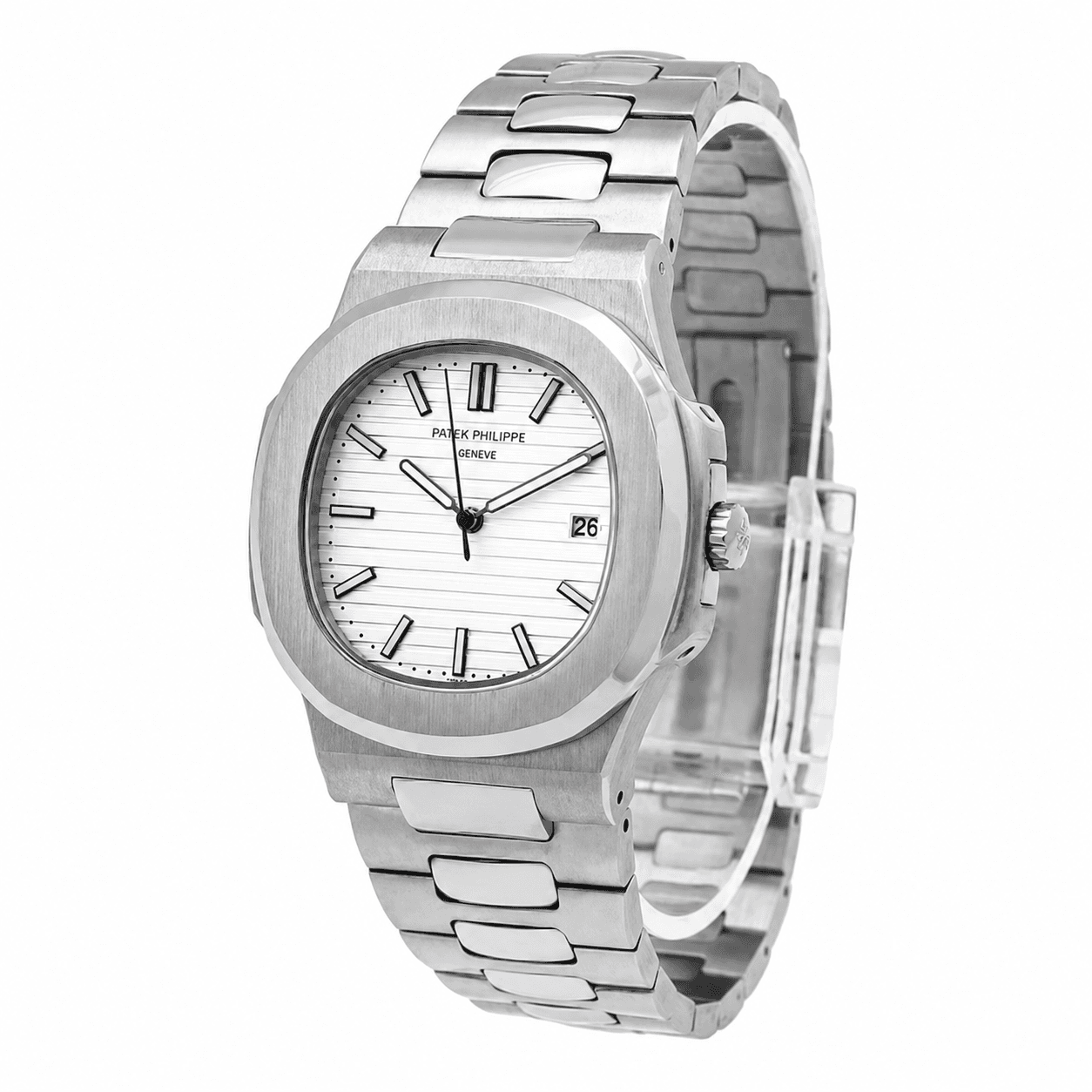 ساعت مردانه پتک فیلیپ ناتیلوس سیلور با صفحه سفید | مدل Patek-6057-G