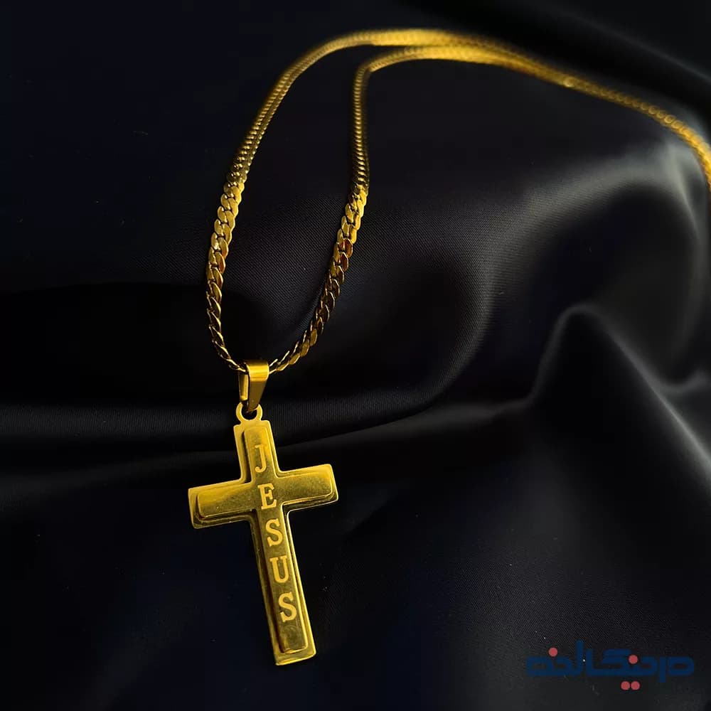 گردنبند صلیب طلایی Jesus — تصویر ۲