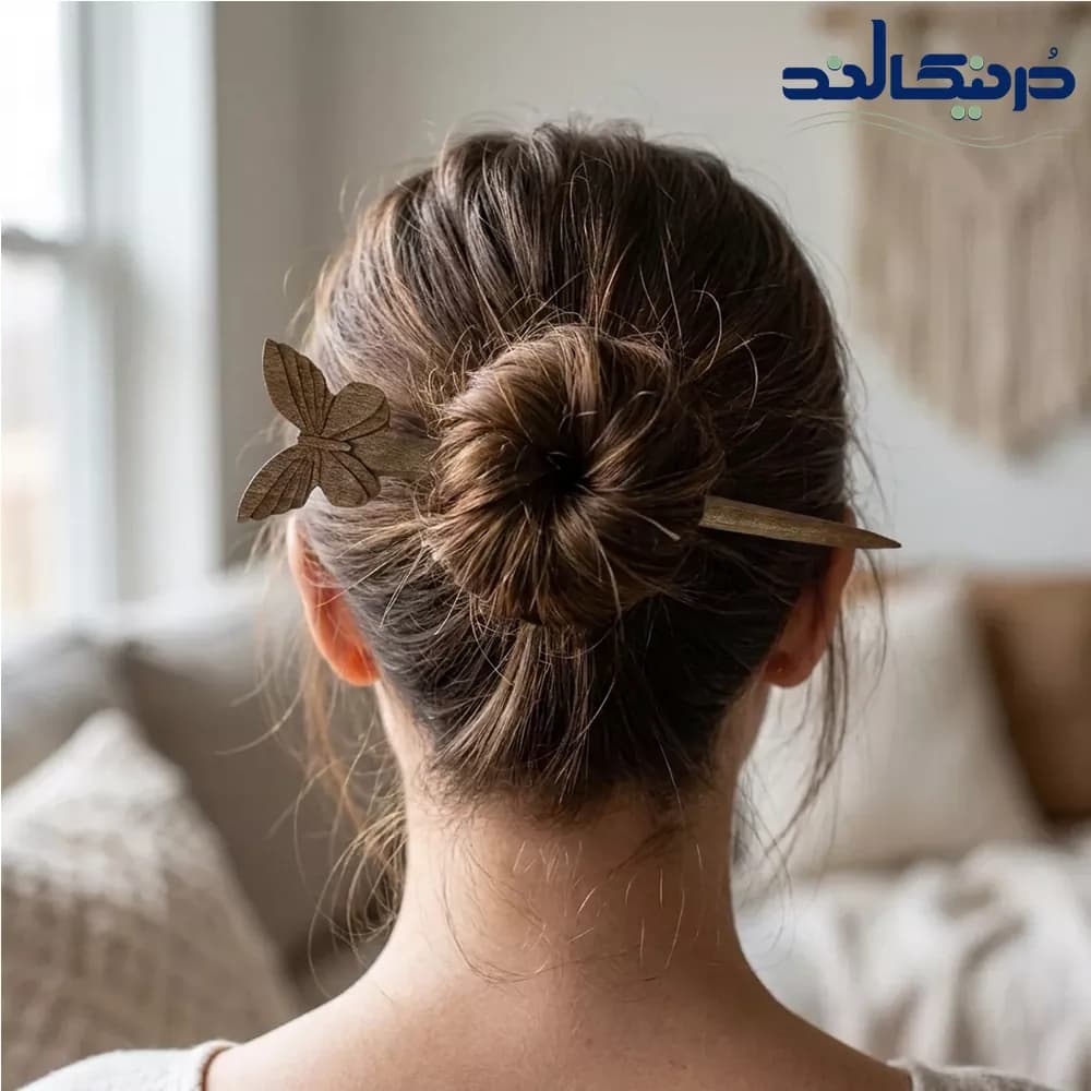 کانزاشی طرح پروانه دستساز | چوب گردو — تصویر ۲