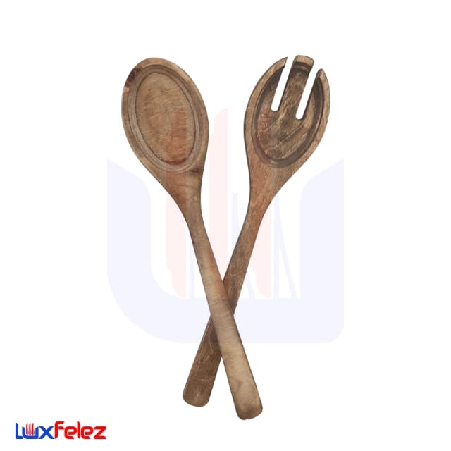 قاشق و چنگال سالادخوری مدل چوبی
