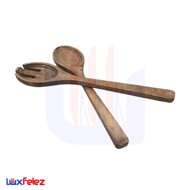 قاشق و چنگال سالادخوری مدل چوبی — تصویر ۲