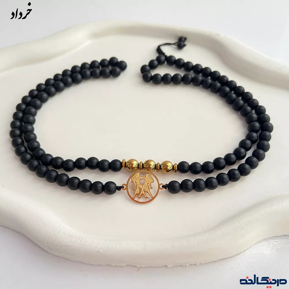 گردنبند سنگی ماه تولد خرداد + استیل رنگ ثابت — تصویر ۲