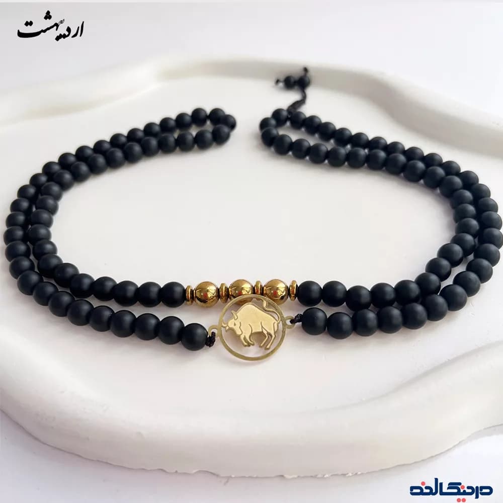 گردنبند سنگی ماه تولد اردیبهشت + استیل رنگ ثابت — تصویر ۲