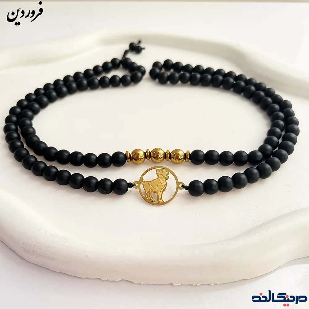 گردنبند سنگی ماه تولد فروردین + استیل رنگ ثابت — تصویر ۲