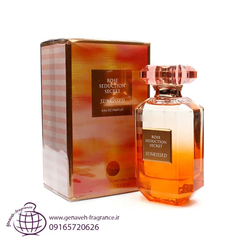 ادکلن فراگرنس ورد رز سداکشن سکرت rose seduction secret sunkissed رایحه ویکتوریا سیکرت بامب شل حجم 100 میل