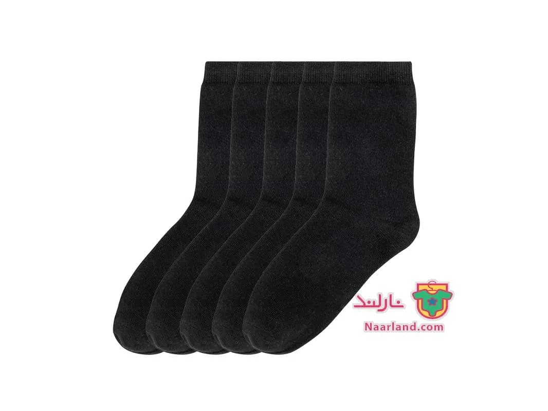 مجموعه ۵ جفتی جوراب ساق دار Pepperts آلمان مشکی ساده