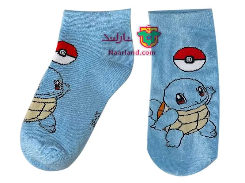مجموعه ۵ جفتی جوراب نخی رنگی طرح Pokemon صورتی زرد سبز ابی نارنجی — تصویر ۶