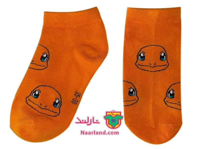 مجموعه ۵ جفتی جوراب نخی رنگی طرح Pokemon صورتی زرد سبز ابی نارنجی — تصویر ۷