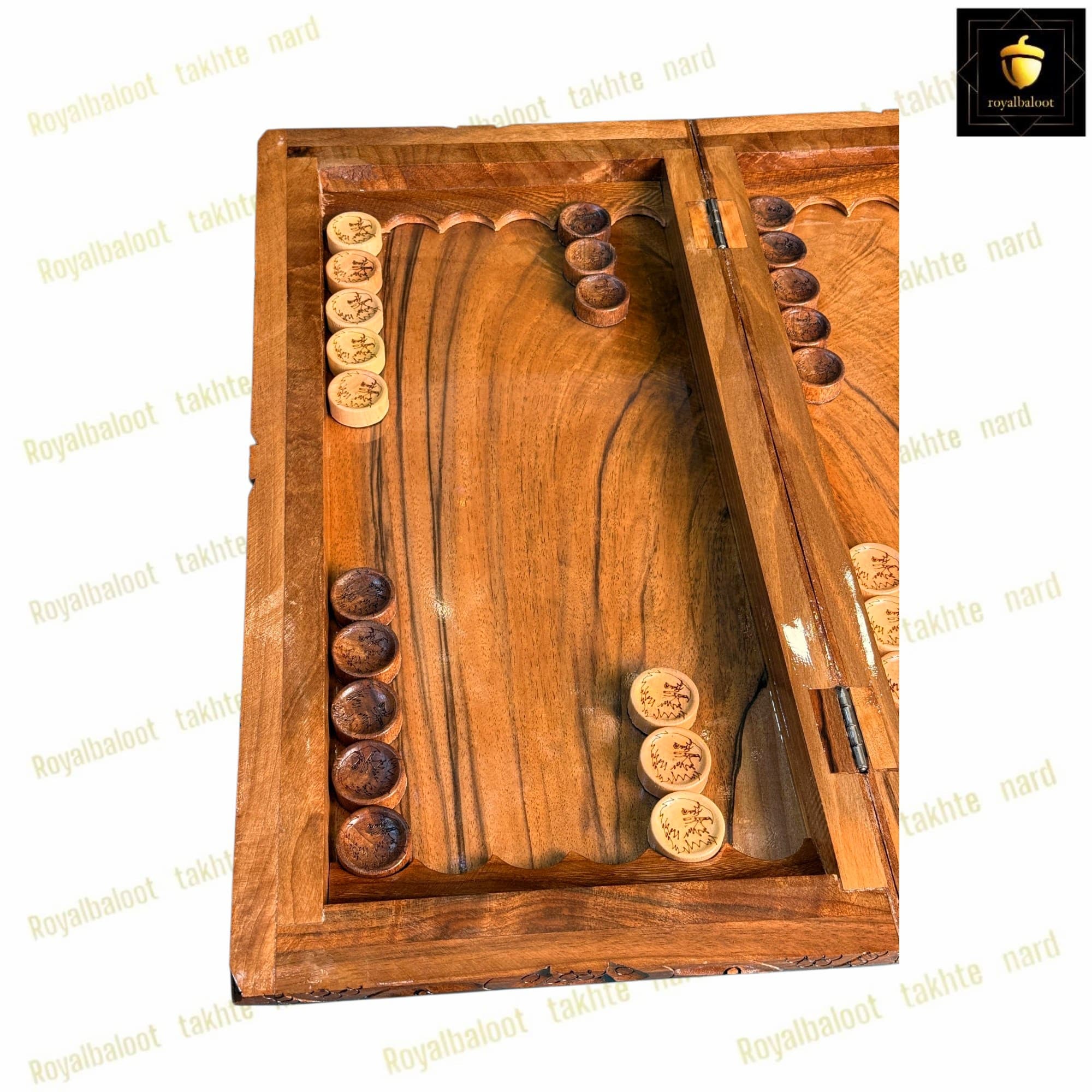 تخته نرد و شطرنج چوبی رگه طبیعی کد 672 — تصویر ۳
