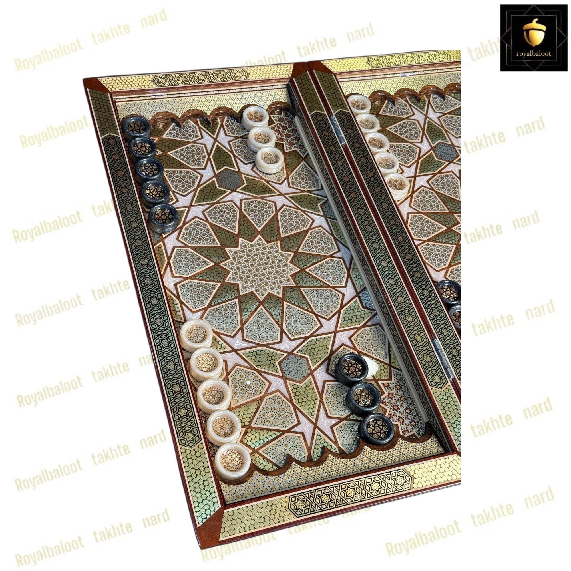تخته نرد و شطرنج خاتم طلاکوب کد 667 — تصویر ۵