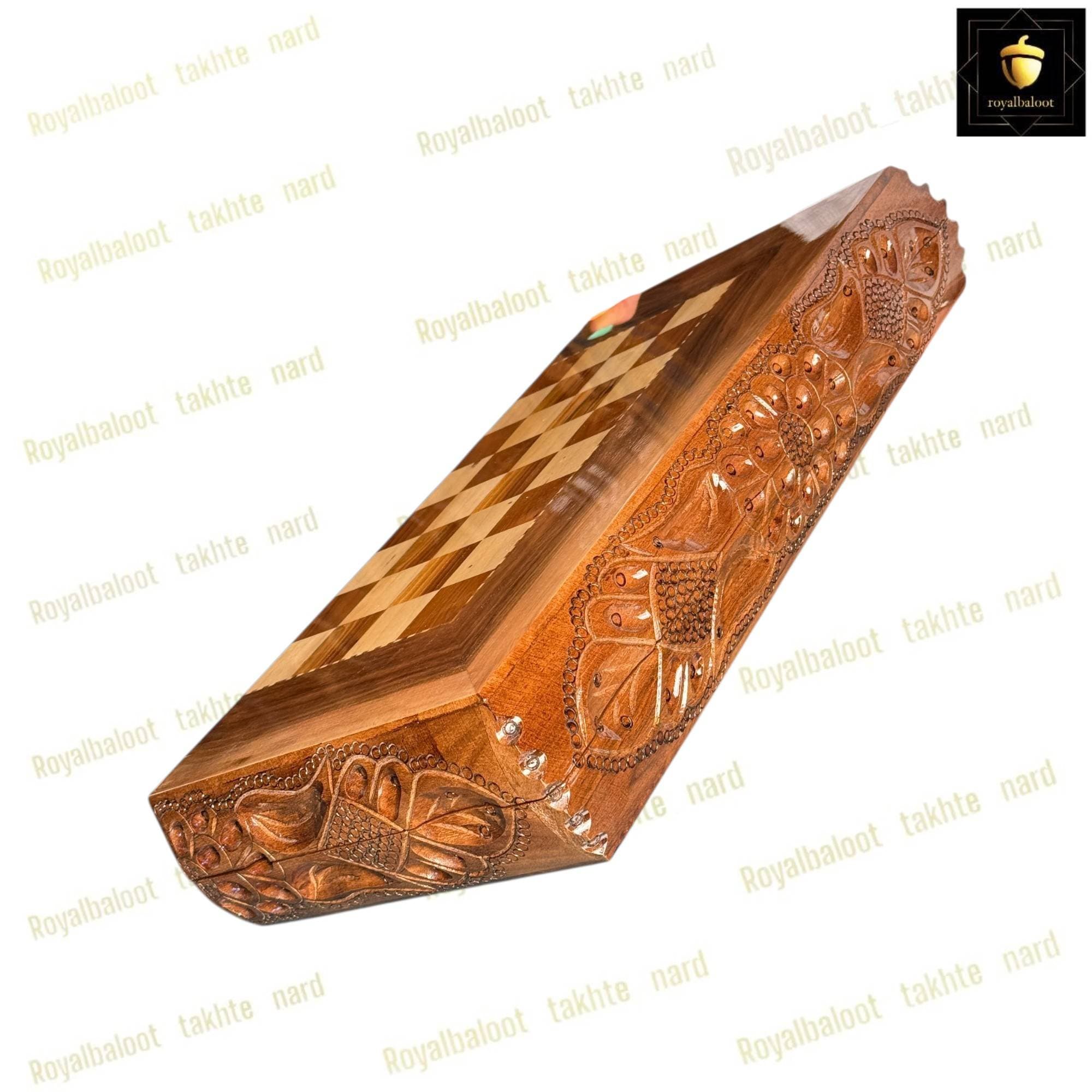 تخته نرد و شطرنج چوب گردو دست ساز کد 661 — تصویر ۲