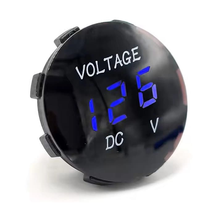 ولت متر گرد فندکی خودرو 5 تا 30 ولت DC مدل DS4010W رنگ آبی