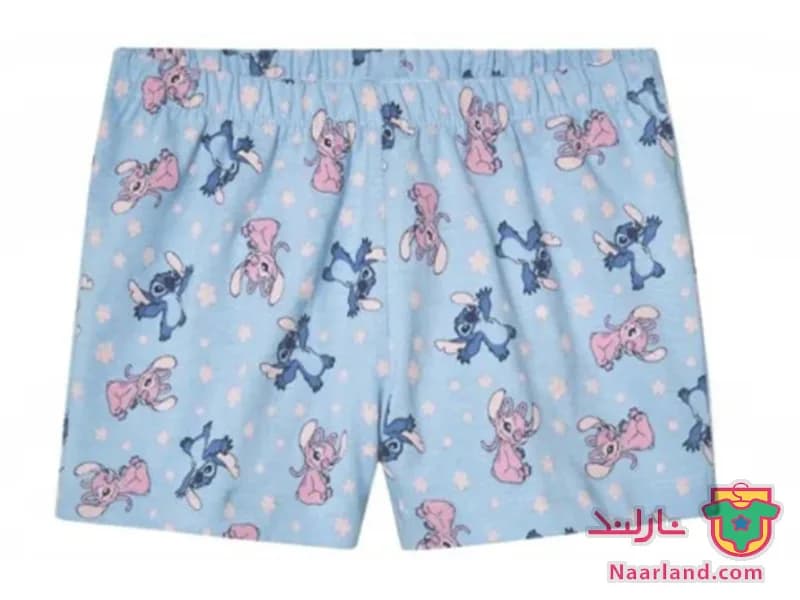 ست تیشرت شلوارک دخترانه Stitch آلمان آبی آسمانی طرح لیلو و استیچ — تصویر ۴