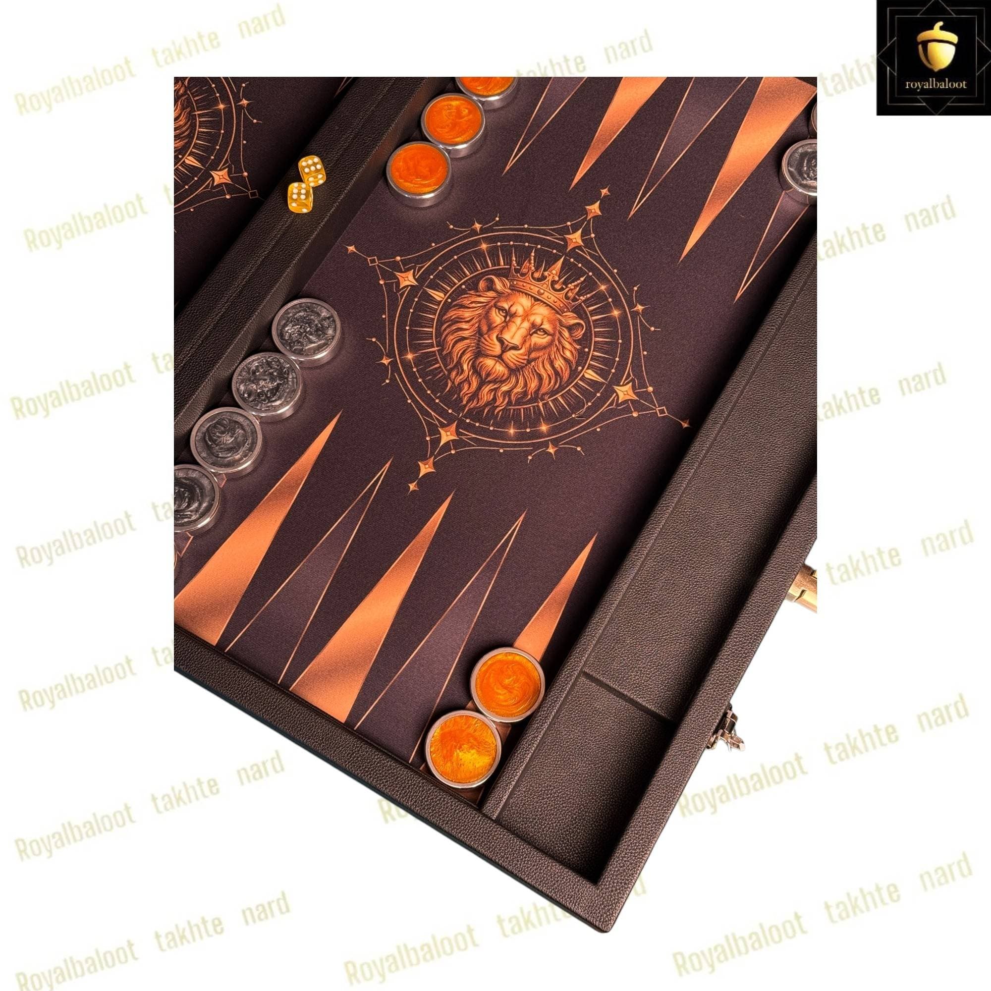 تخته نرد مدرن طرح شیر سلطنتی کد 649 — تصویر ۵