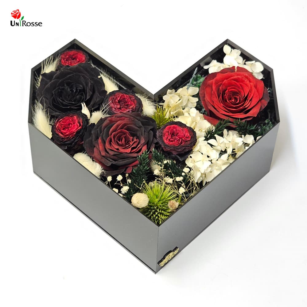 باکس گل رز جاودان مدل رایلین قرمز مشکی (RedBlack) — تصویر ۴