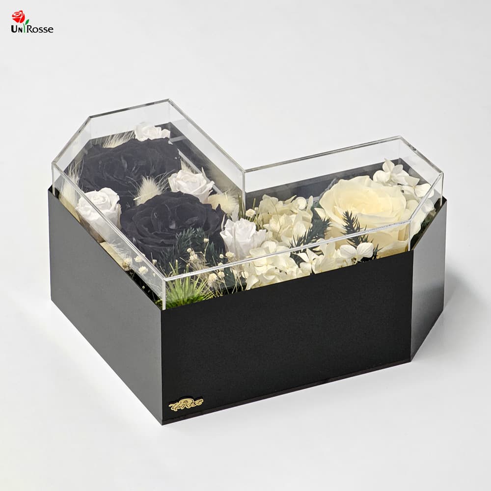 باکس گل رز جاودان مدل رایلین مشکی BW