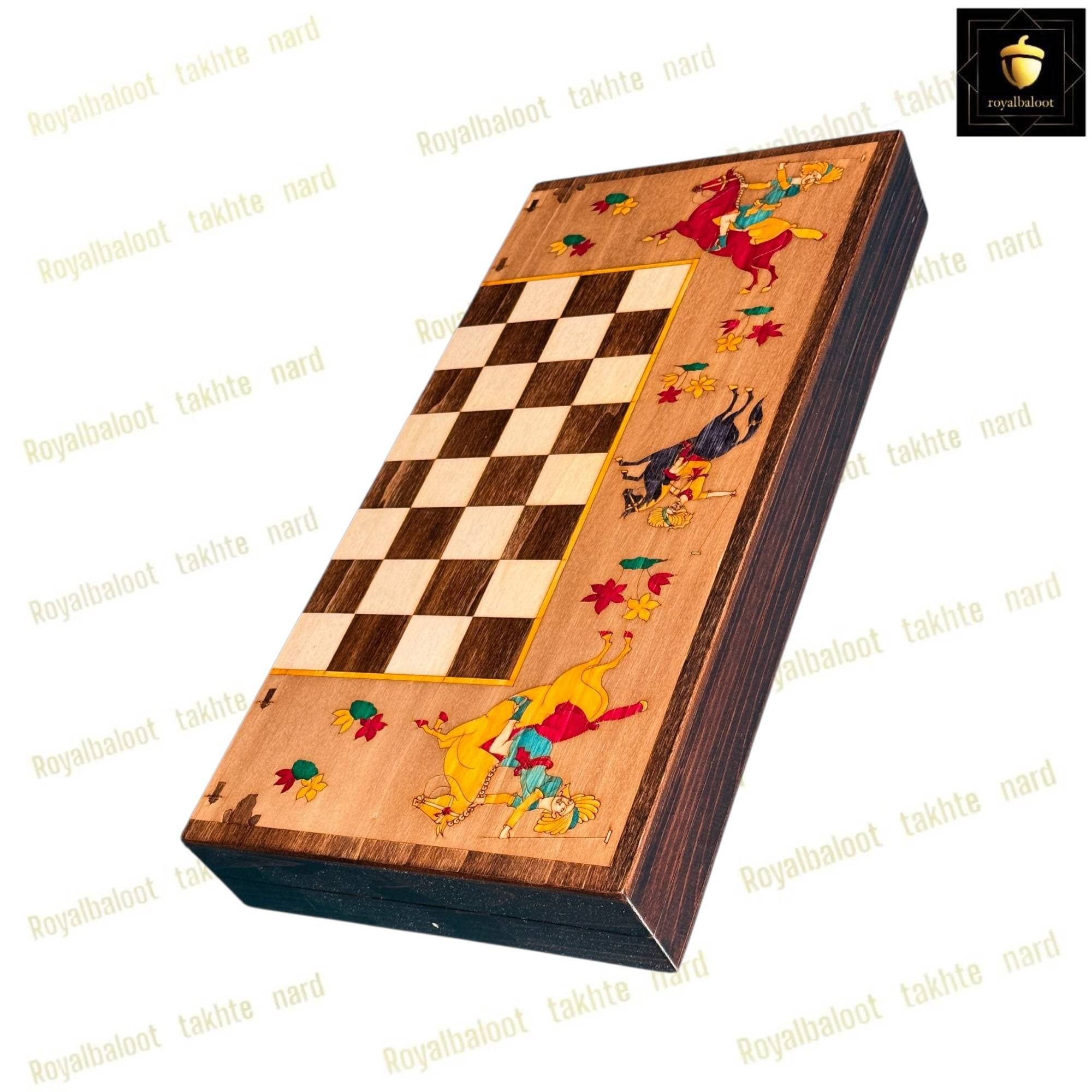 تخته نرد راش معرق چوگان کد 624 — تصویر ۲