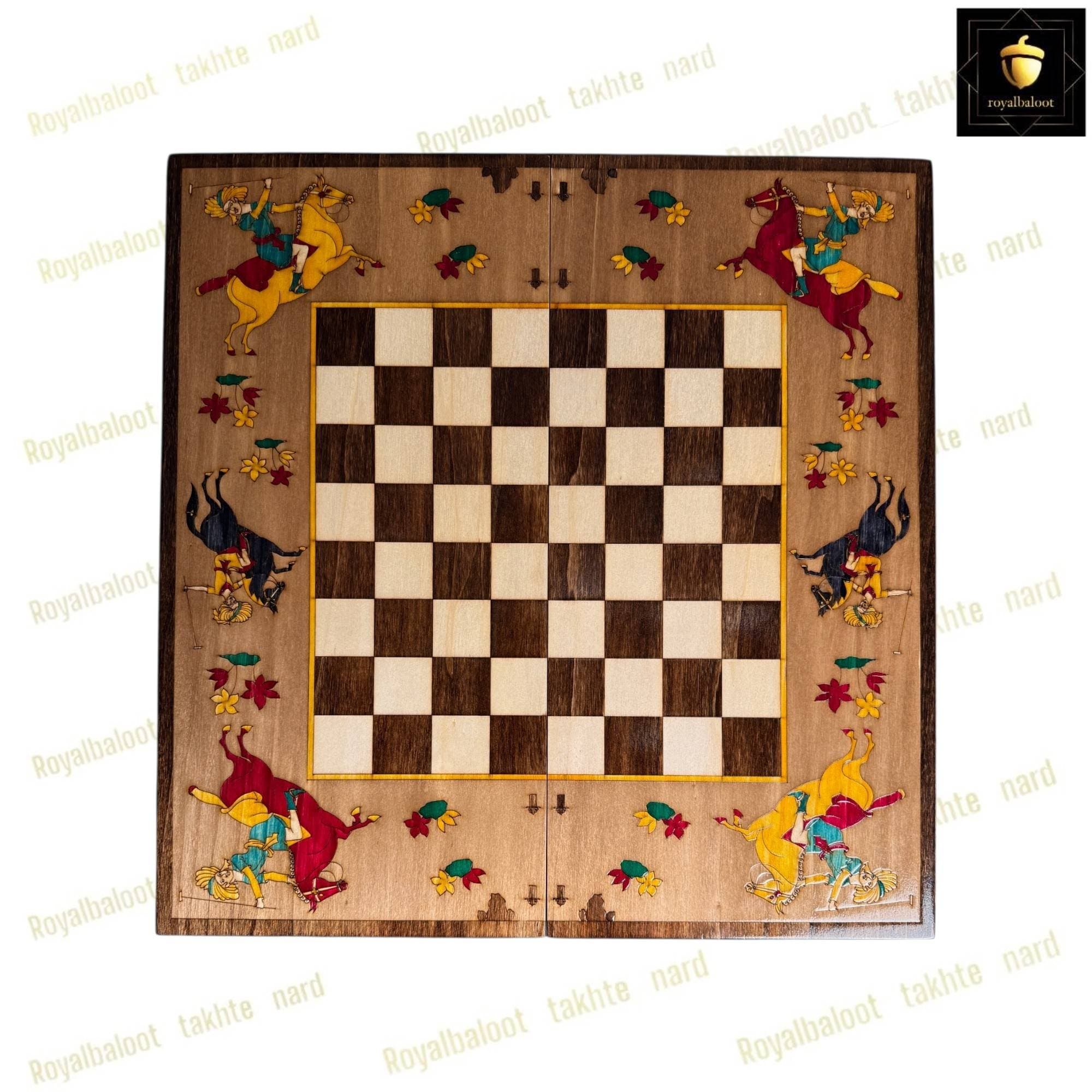 تخته نرد راش معرق چوگان کد 624 — تصویر ۳