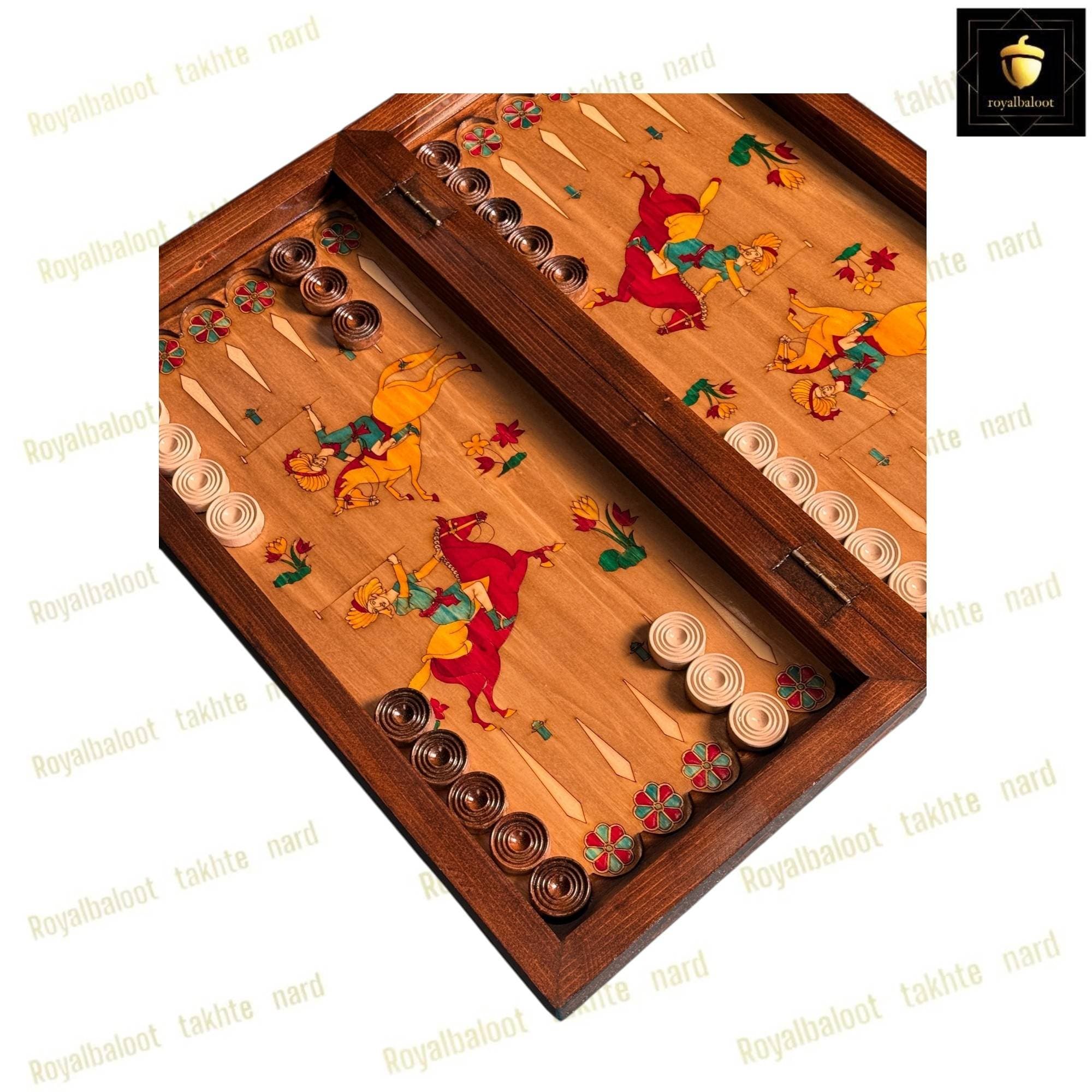 تخته نرد راش معرق چوگان کد 624 — تصویر ۵